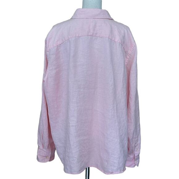 Lauren Ralph Lauren pink linen button up top, 3XL, lagenlook, oversized, layered - Picture 3 of 5